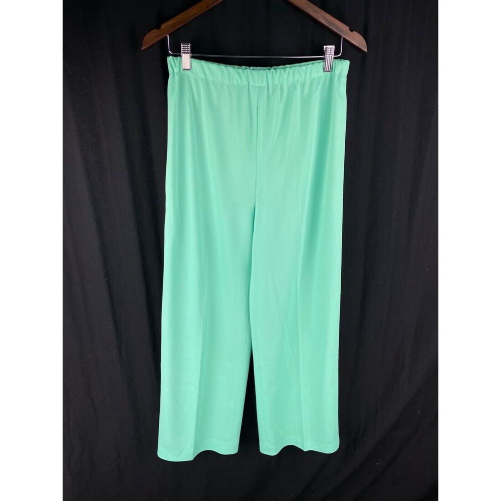 60s 70s Boho Disco Hippie Wide Leg Bell‎ Bottom Relaxed Fit Pants (Fits M) Green